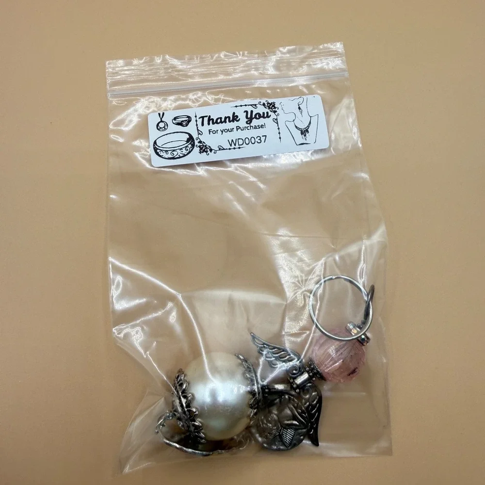 Guardian Angel Keychain Pearl Pink Bead Cherub Wing Charm Religious Prayer Gift